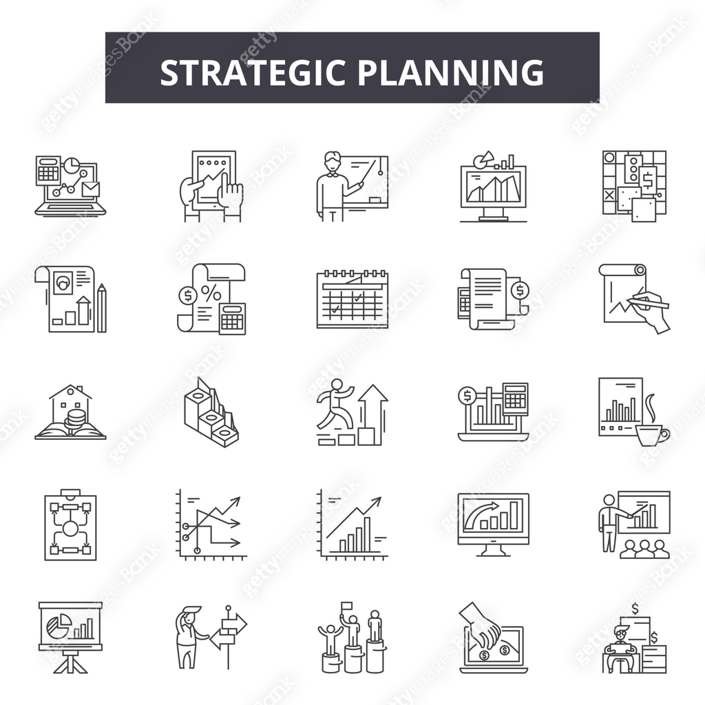 Strategic planning line icons, signs, vector set, linear concept ...