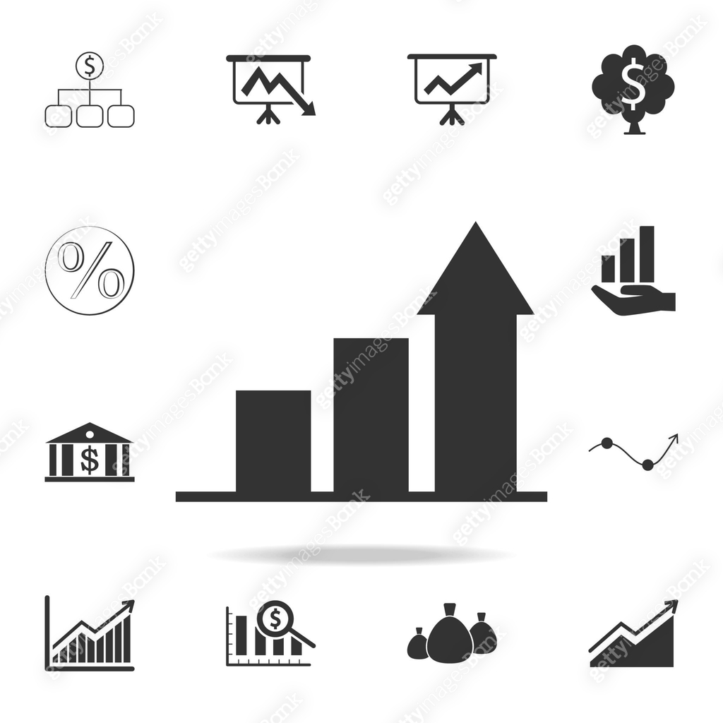 Graph Bank Icon Growing graph Icon. Detailed set of finance, banking and profit element ...