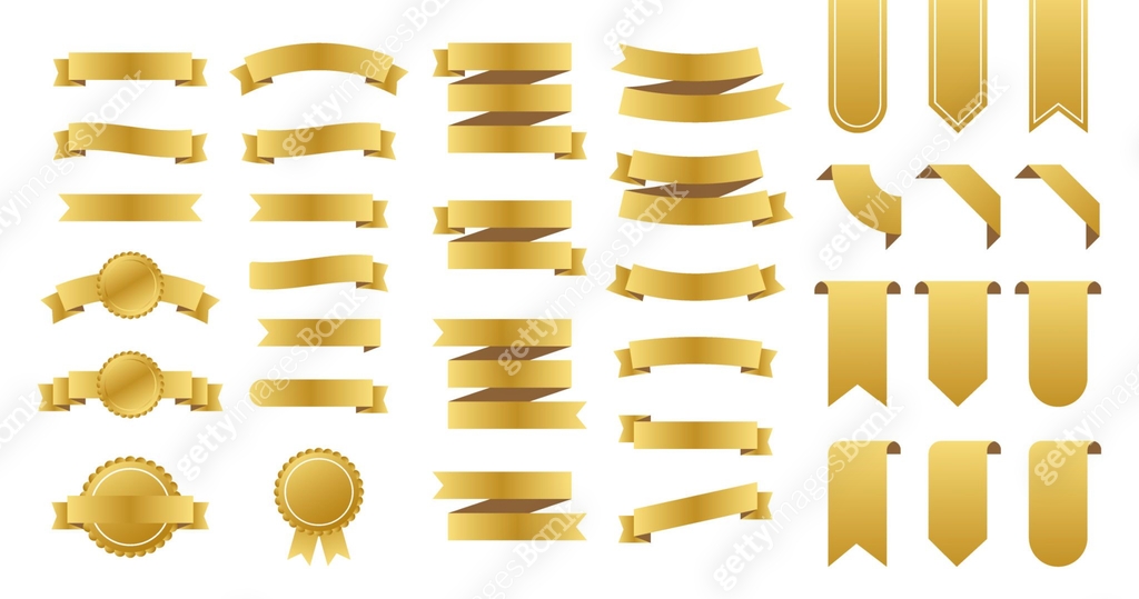 Bank Notes Ribbons Gold ribbons banners. Set of ribbons. Vector stock illustration. 이미지 ...