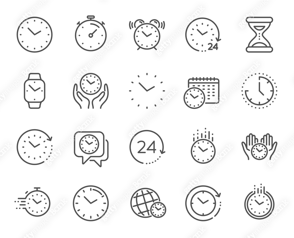 Time and clock line icons. Timer, Alarm and Smartwatch. Vector 이미지 ...