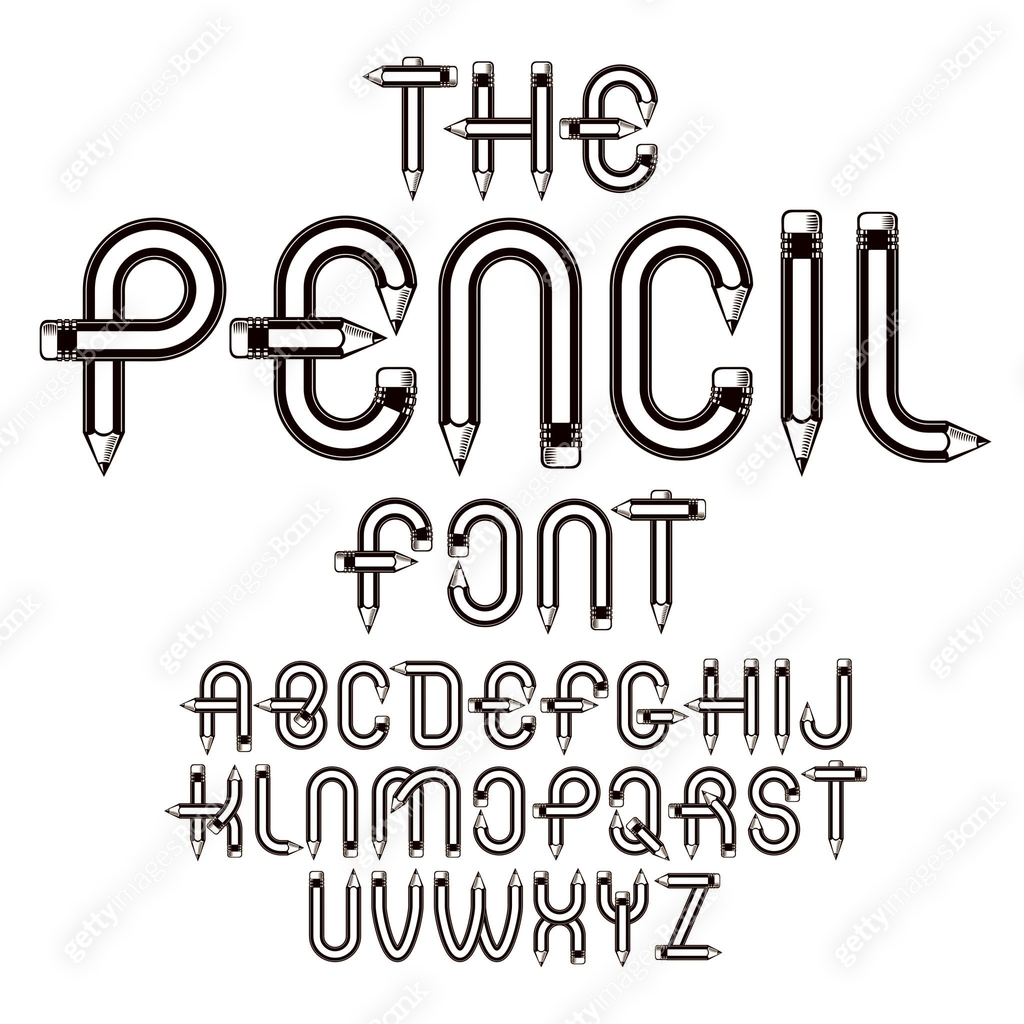 Vector script, modern alphabet letters set constructed with sharp ...