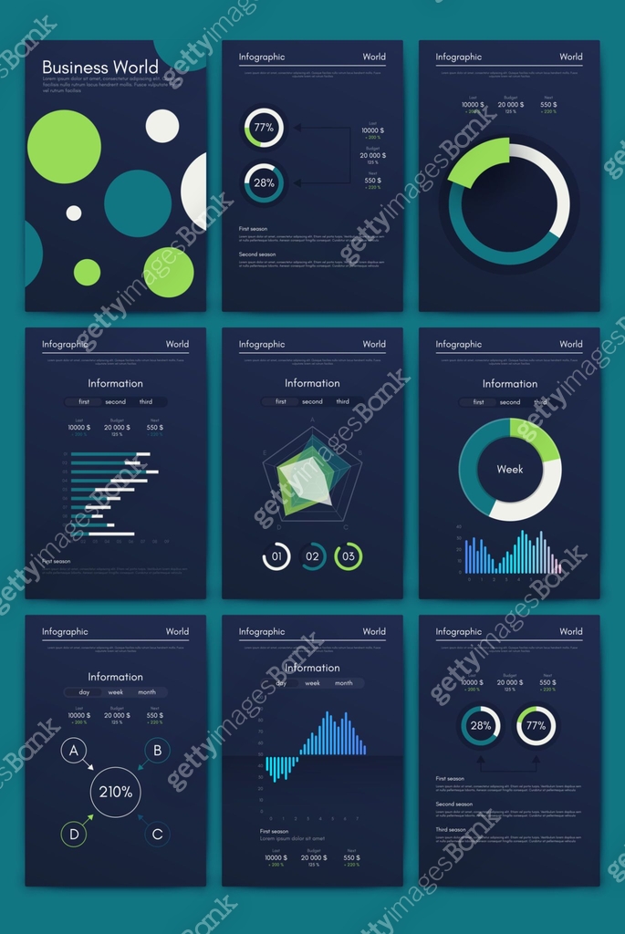 Business Graphic Examples Modern infographic vector concept. Business graphics brochures. 이미지 ...