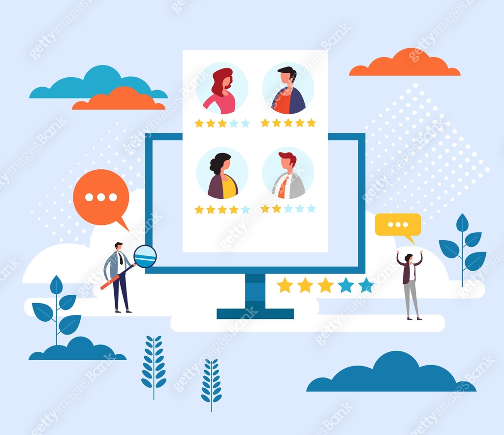 Rating feedback ranking five stars concept. Vector flat cartoon graphic ...
