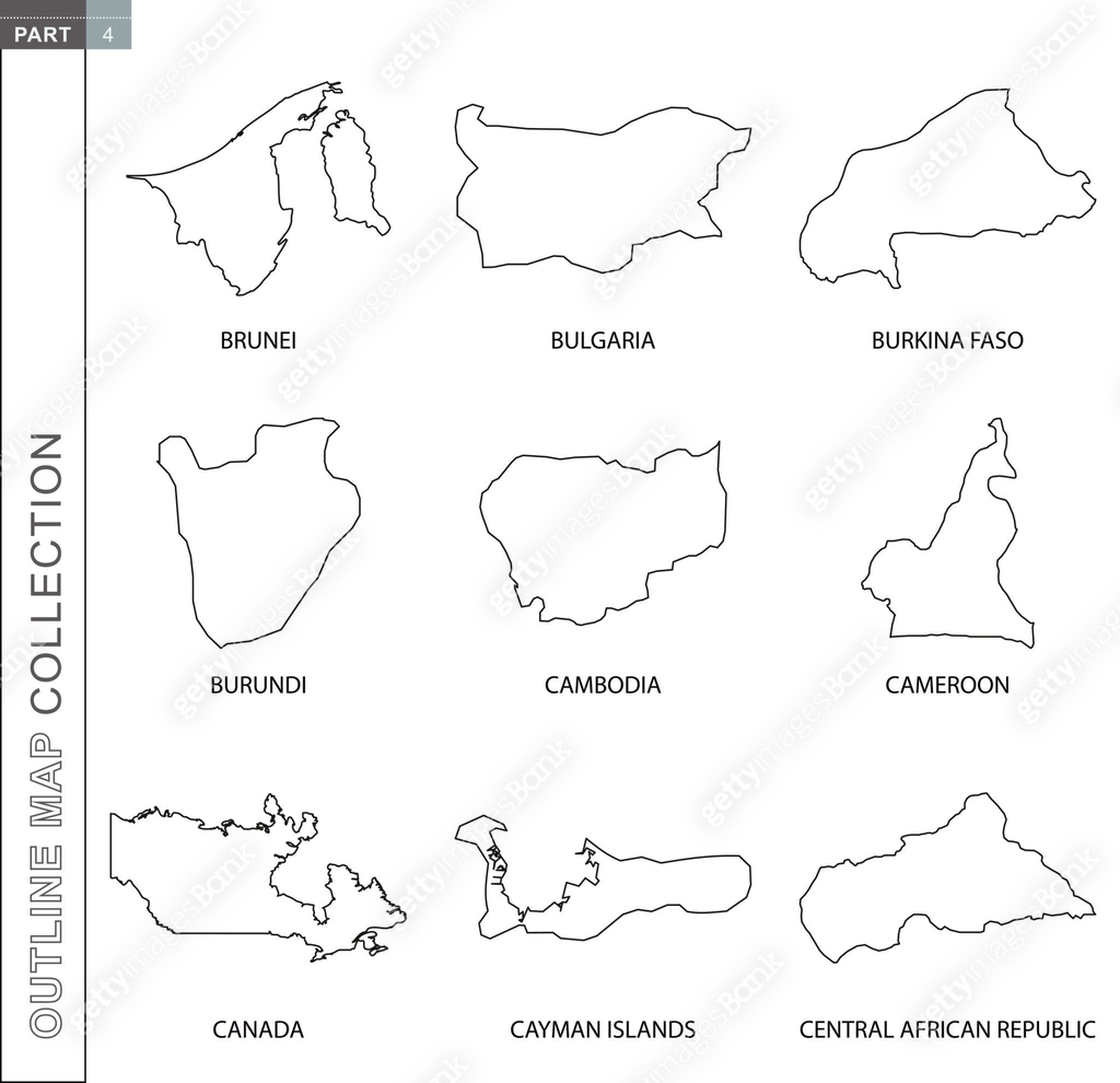 Outline maps collection, nine black lined vector map 이미지 (1199224325 ...