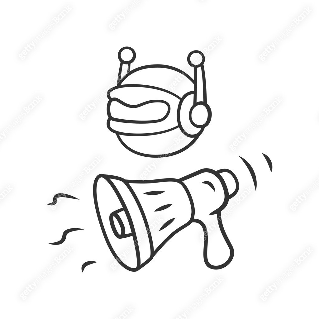 Propaganda bot linear icon. Spam attack. Marketing campaign. Artificial ...