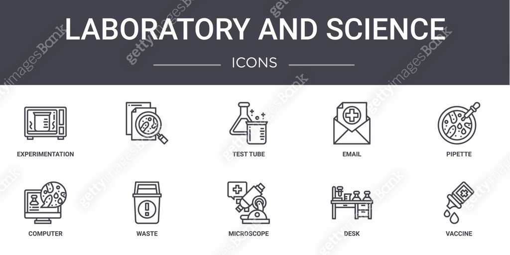 Testing Science Icon laboratory and science concept line icons set. contains icons usable ...