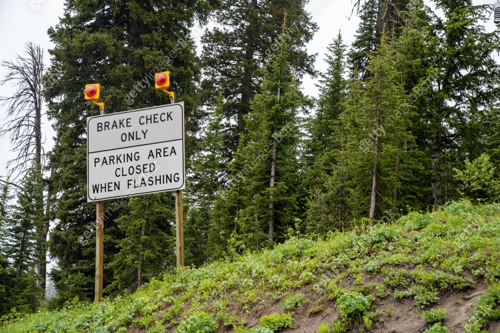 Brake check area only, parking area closed when flashing sign along ...