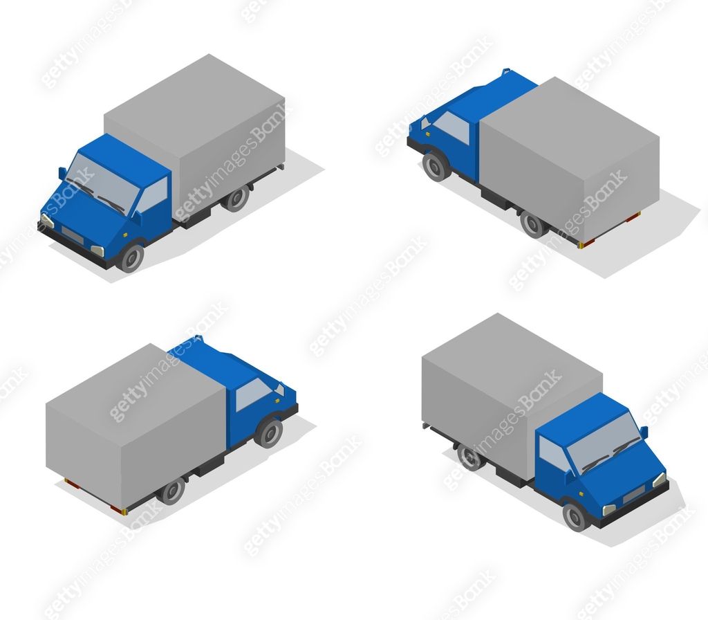 Isometric transport icon set. Simple flat to right, left, forward ...