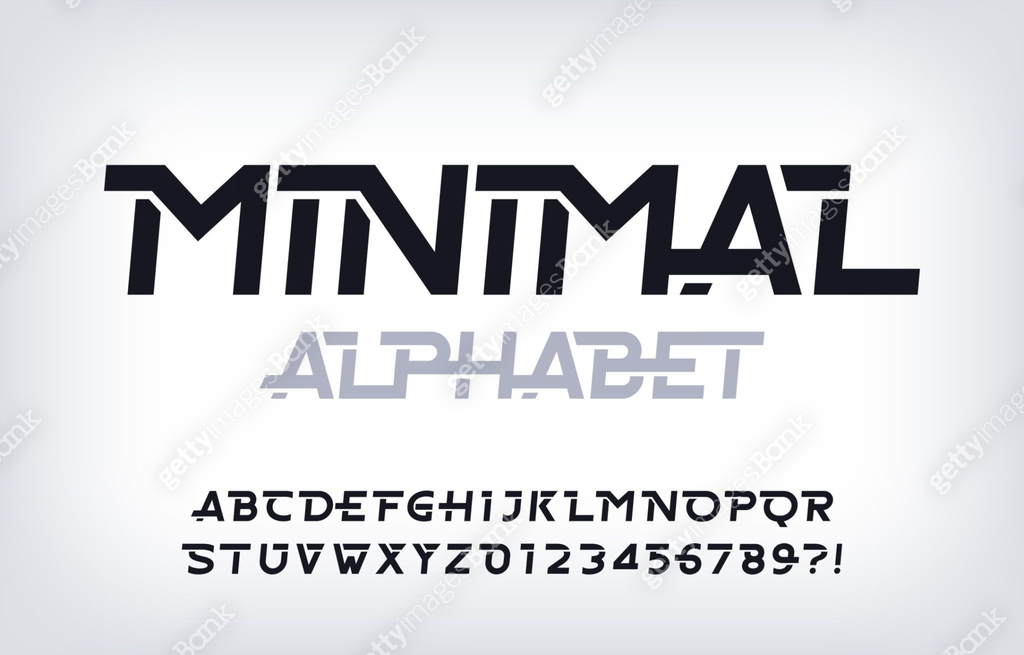 Minimal alphabet font. Abstract oblique letters and numbers. 이미지 ...