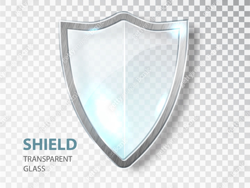 Glass shield sign. Security glass label. Privacy transparent banner ...