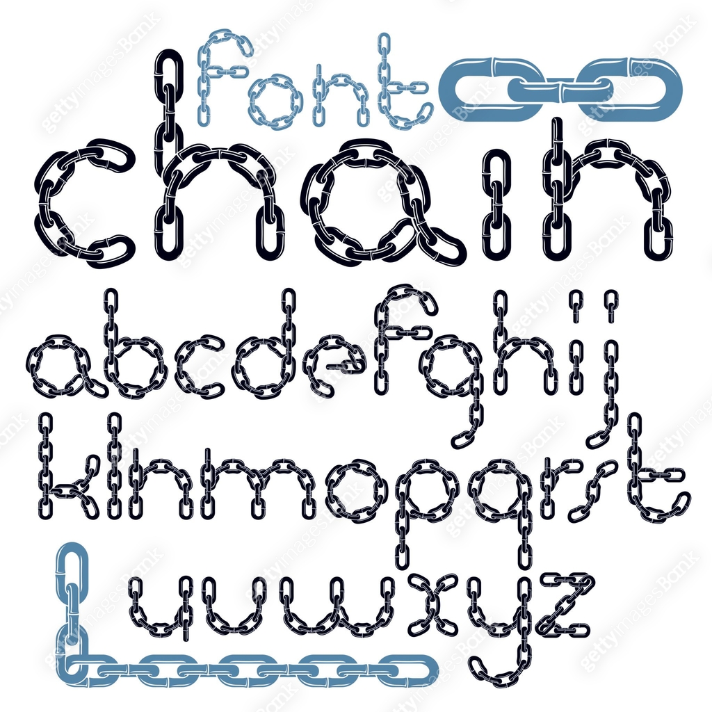 Chain Letters Examples Vector font, trendy typescript can be used in poster creation. Lower ...