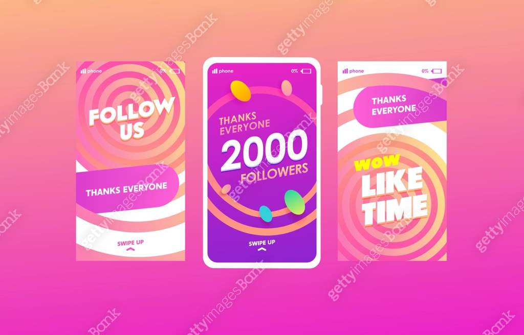 Follow us social media stories templates set. Like time, 20k followers ...