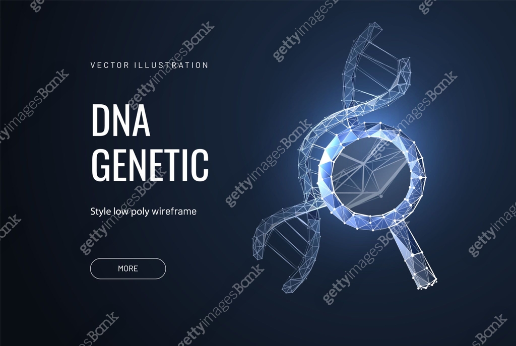 DNA analysis icon, genetics testing. dna chain in magnifying glass sign ...
