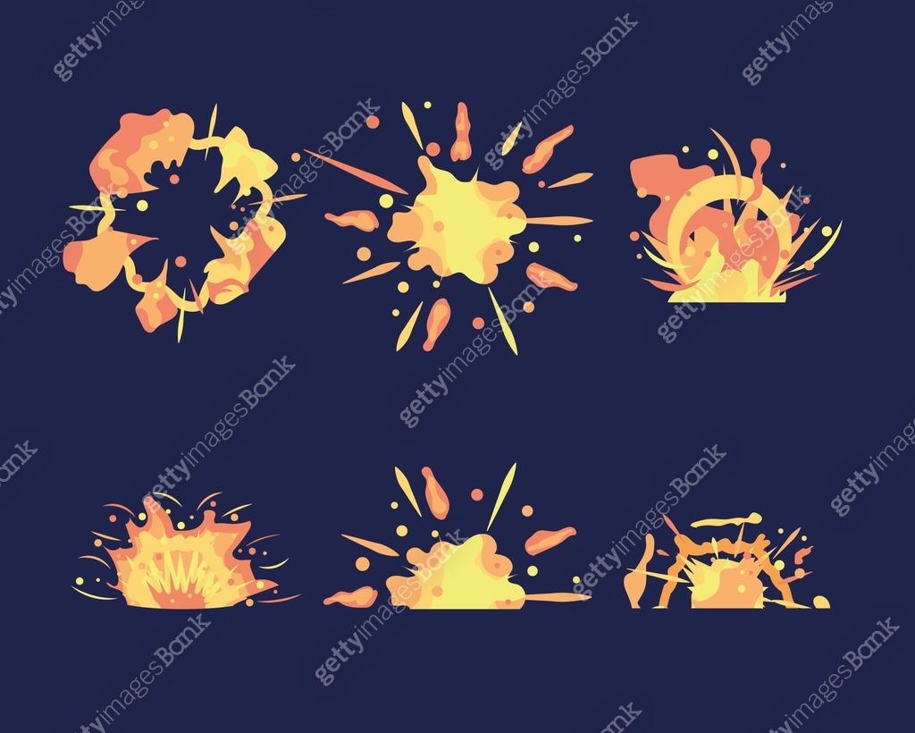 Cartoon motion explosions. Animated explosion shot. Explosion animation ...