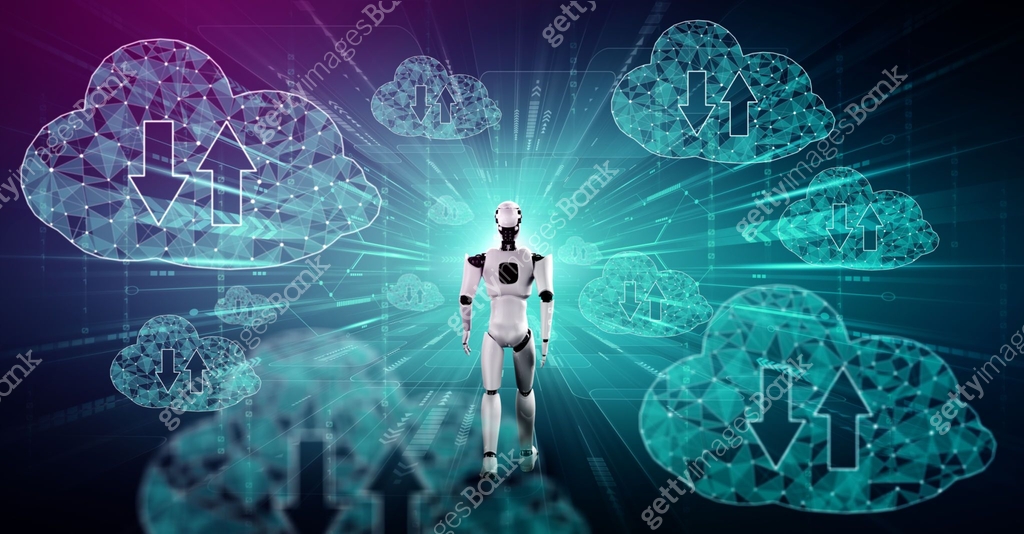AI robot using cloud computing technology to store data on online ...