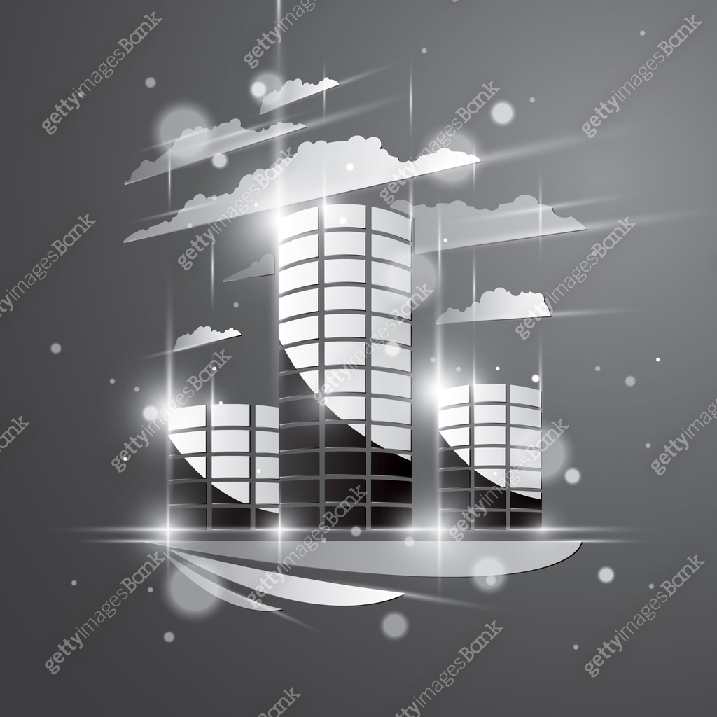 Building Effect Futuristic building, modern style vector architecture illustration with ...