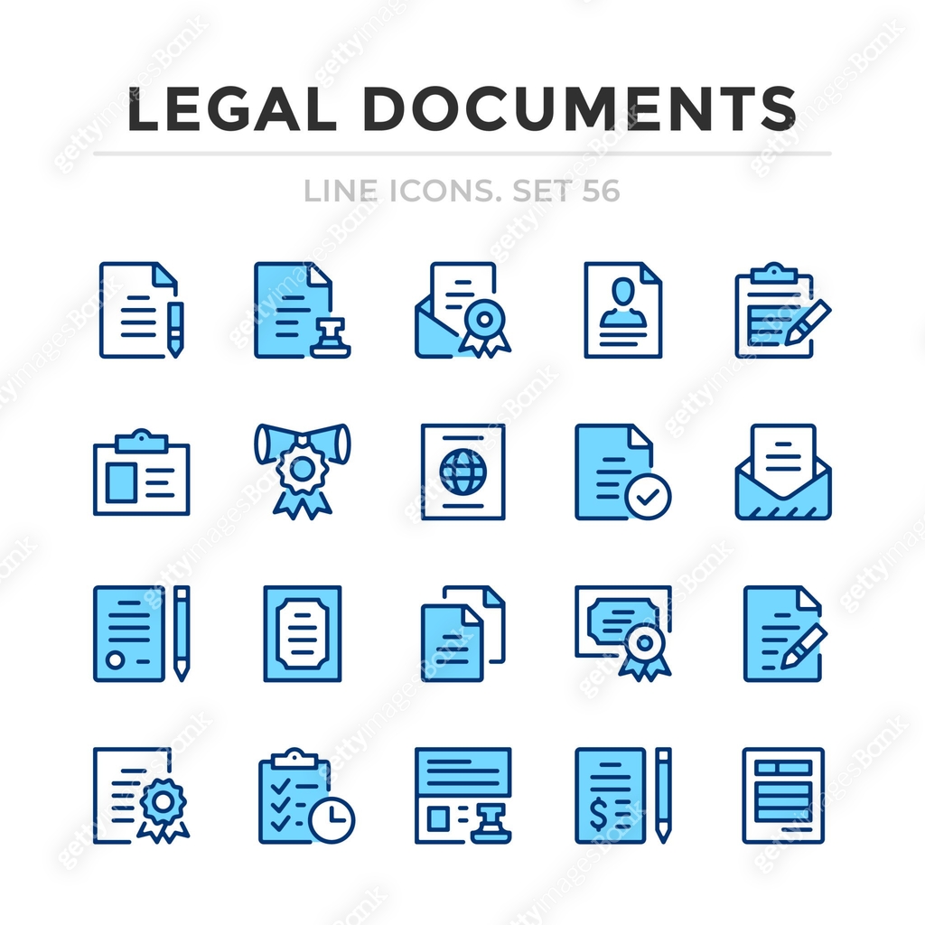 Legal File Icon Legal documents vector line icons set. Thin line design. Outline ...