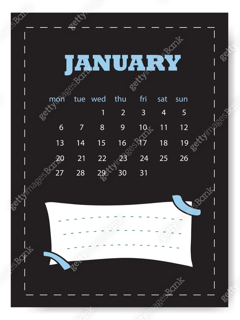 January Note Template January calendar template. Simple calendar for January month with note ...