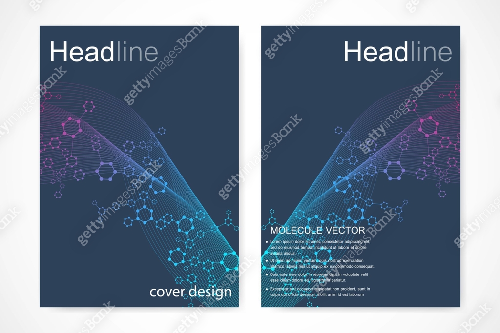 Scientific brochure design template. Vector flyer layout, Molecular ...