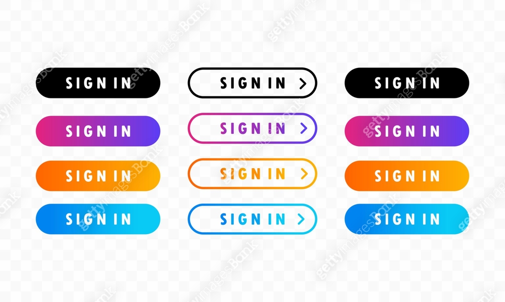 SIGN IN button icon set. Flat button with colorful gradient. Colorful ...