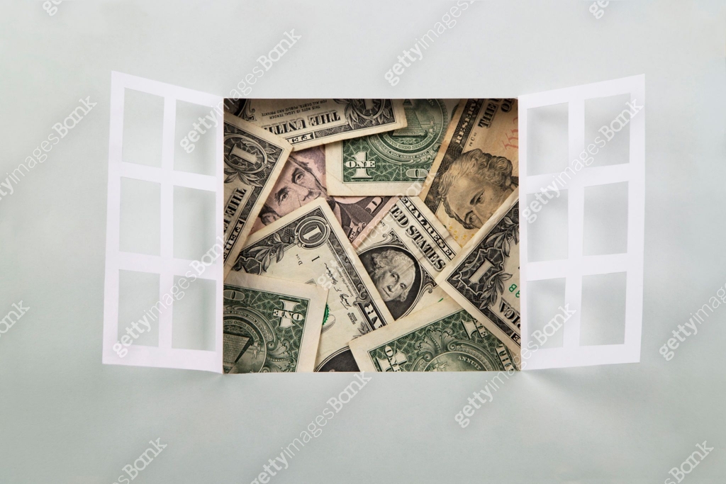 Window and American Dollar Banknotes 이미지 (1289925265) - 게티이미지뱅크