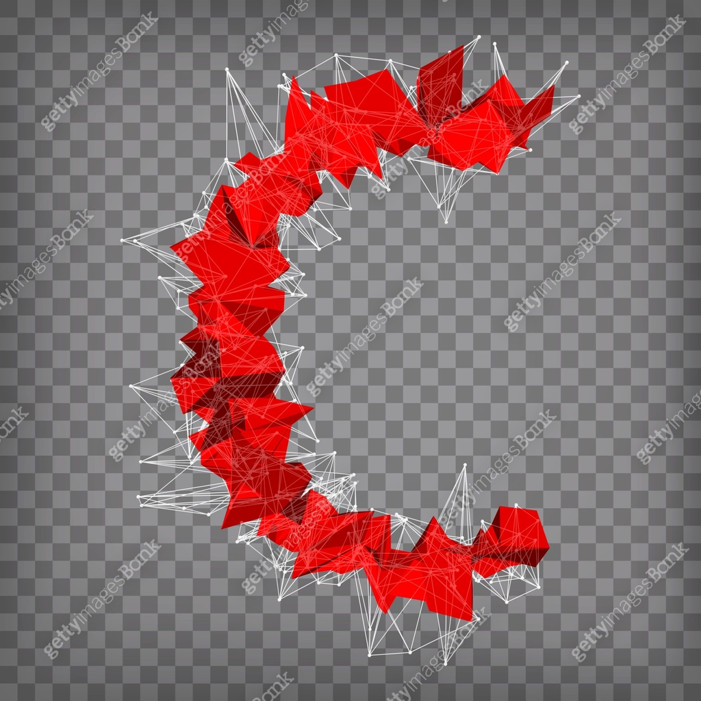 abstract vector red modern triangular emblem of C on a chequered 이미지 ...