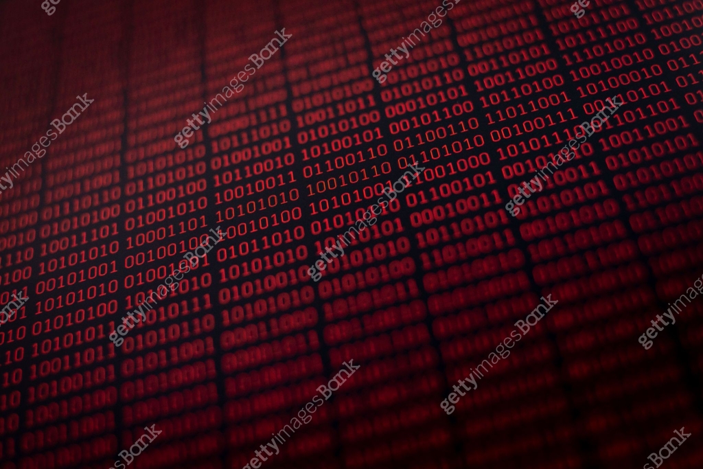 Red binary code on black screen - abstract background 이미지 (1289569444 ...