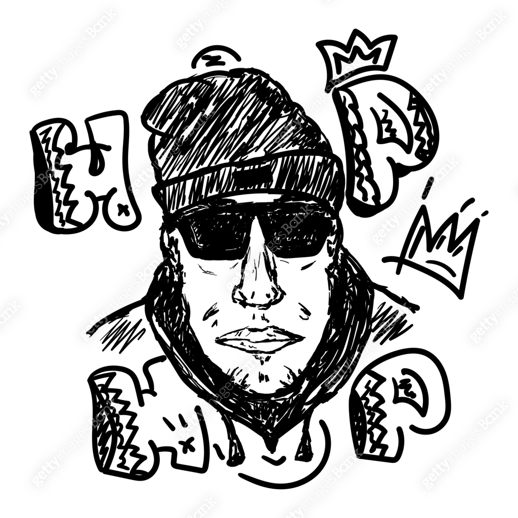 Outline Mist Rapper Face Sketch of the rapper's portrait drawn by hand. Music print. Vector ...