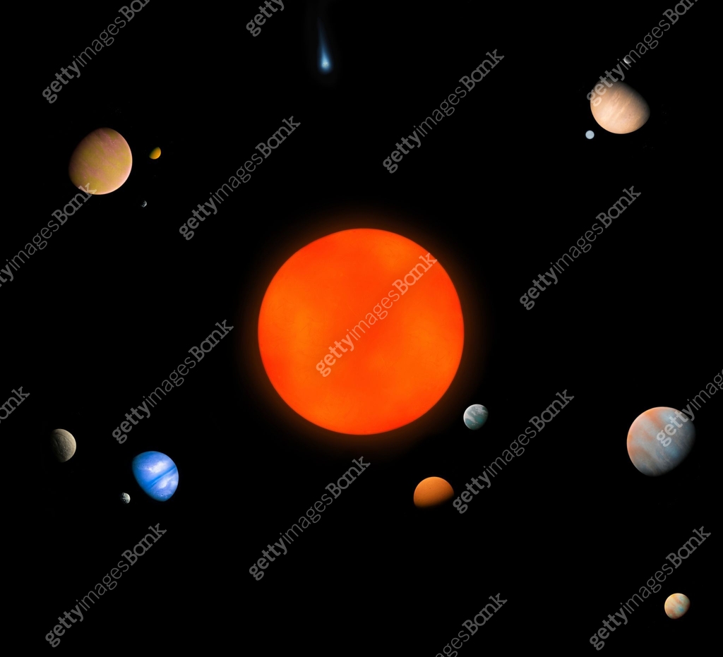 Extrasolar System Object Solar system with planets and satellites. Extrasolar system with a star ...