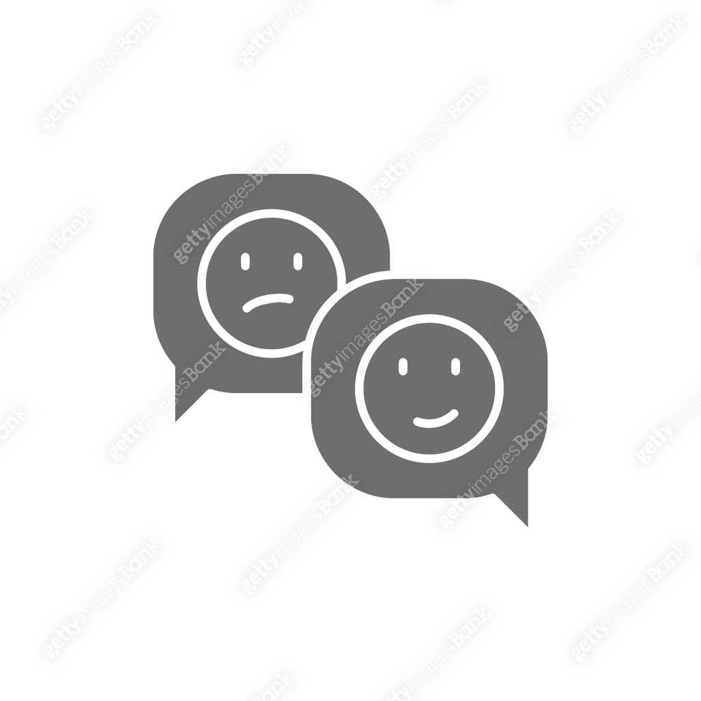 Positive and negative feedback, speech bubble grey icon. 이미지 ...