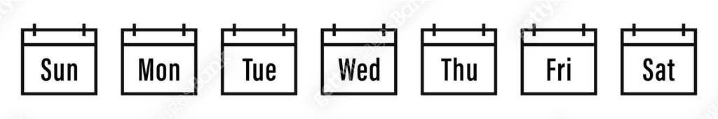 Week calendar icons set. Planner symbol, sign. Simple weekly icon ...
