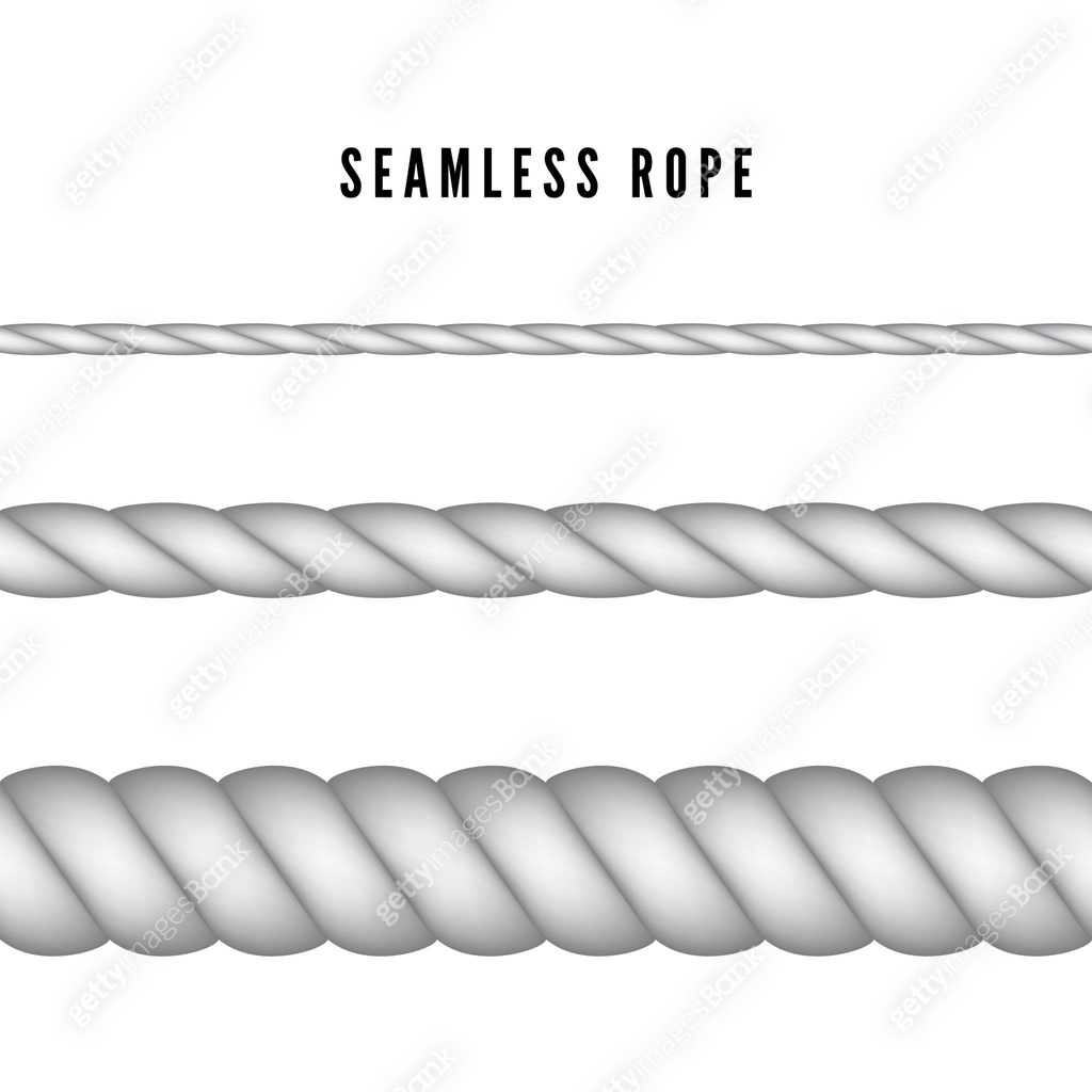 Realistic nautical twisted rope knots. Seamless rope. Vector ...