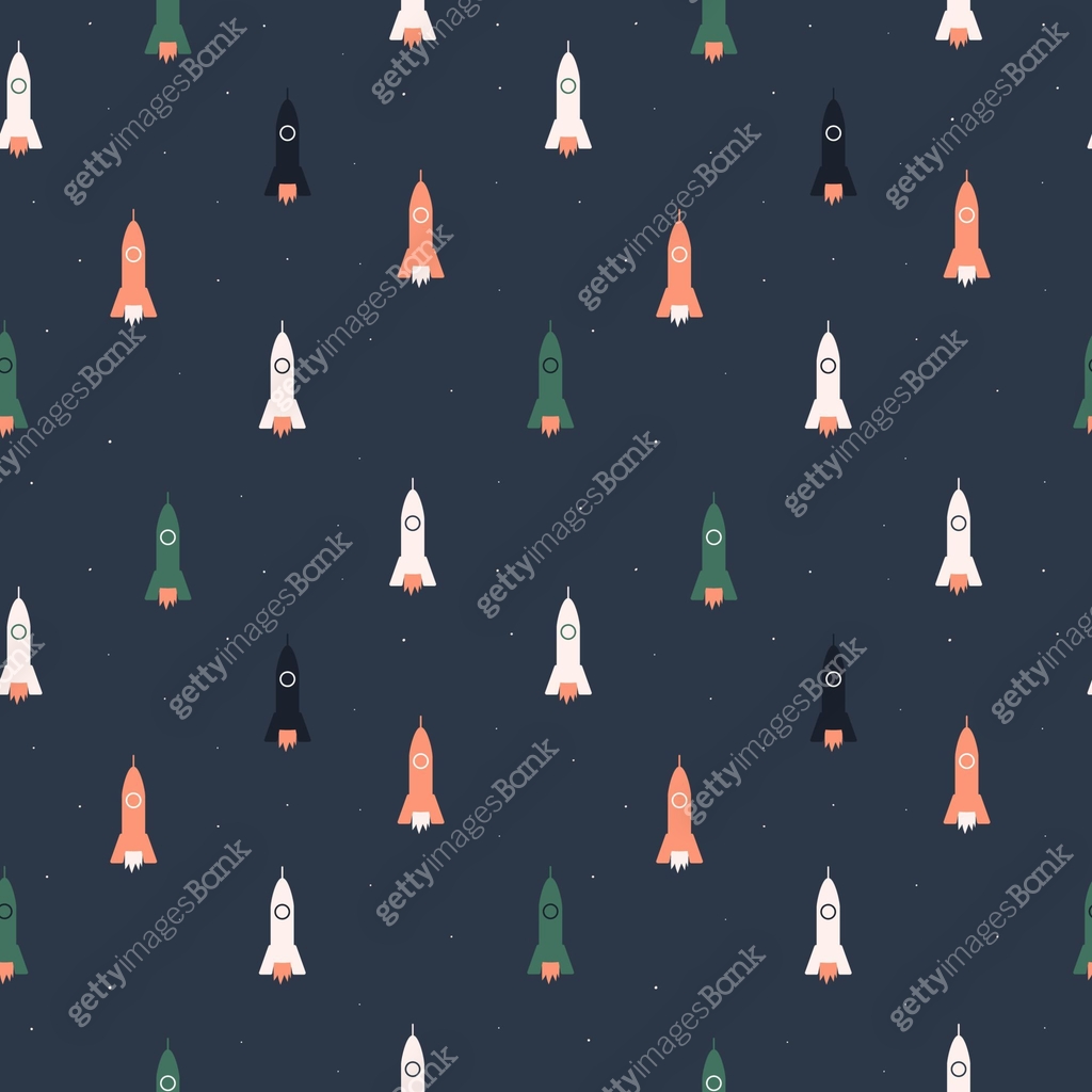 Rocket ship in the open space. Vector element of seamless pattern 이미지 ...