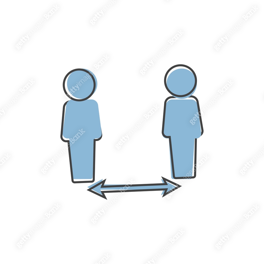 Vector icon need to keep distance between people on cartoon style on ...