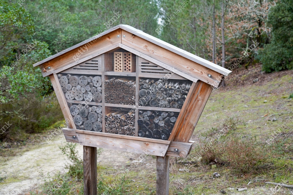 Insect Bank Insect hotel give protection and nesting aid to bees and other insects ...