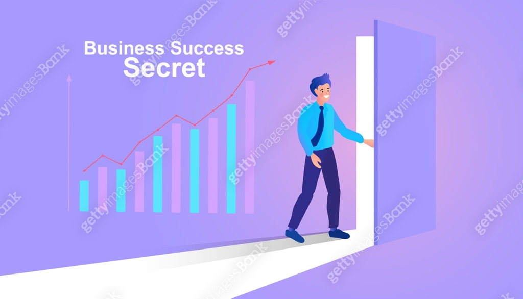 successful businessman pointing at chart going up. Graph to success ...