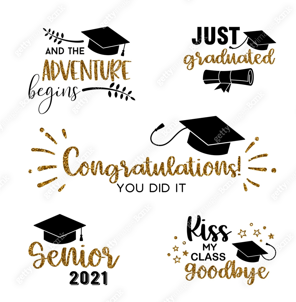Graduation congratulations at school, university or college . Trendy ...