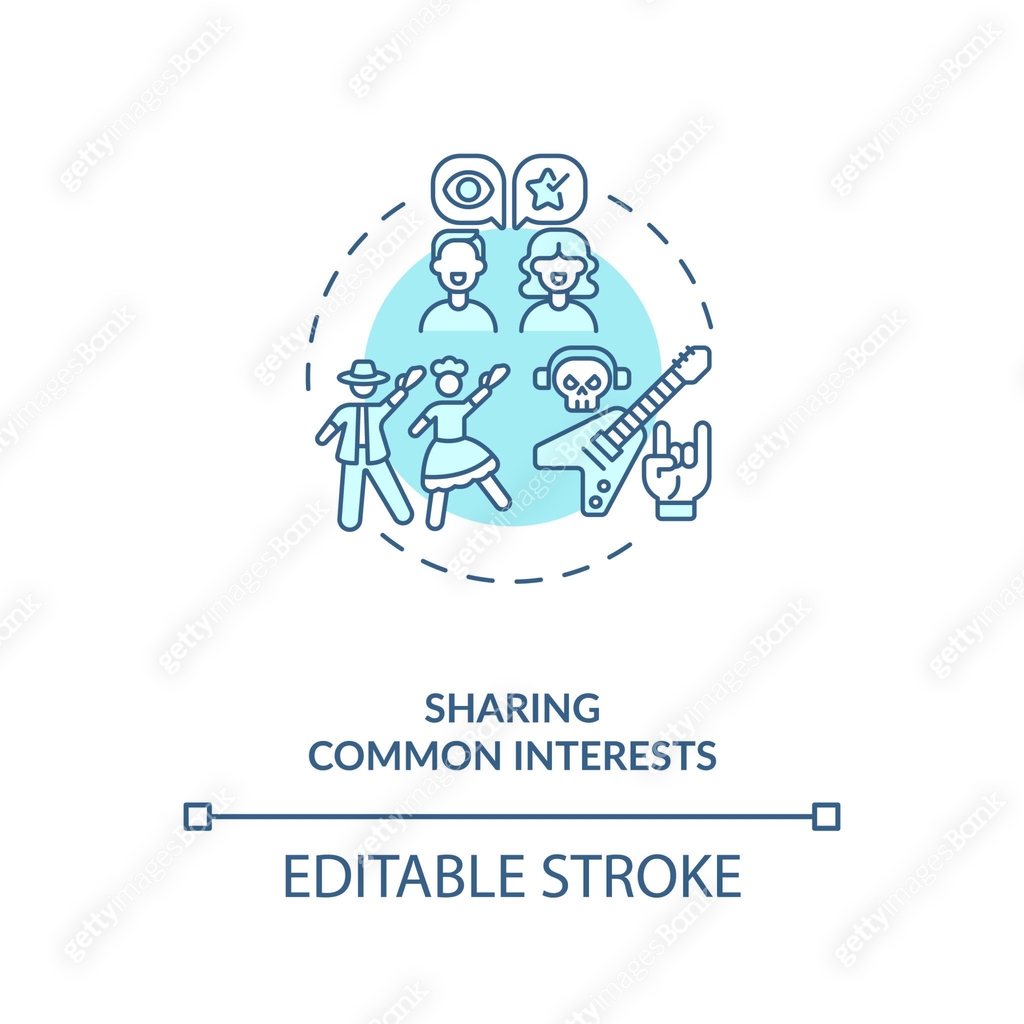Sharing common interests with partner concept icon. 이미지 (1308590149 ...