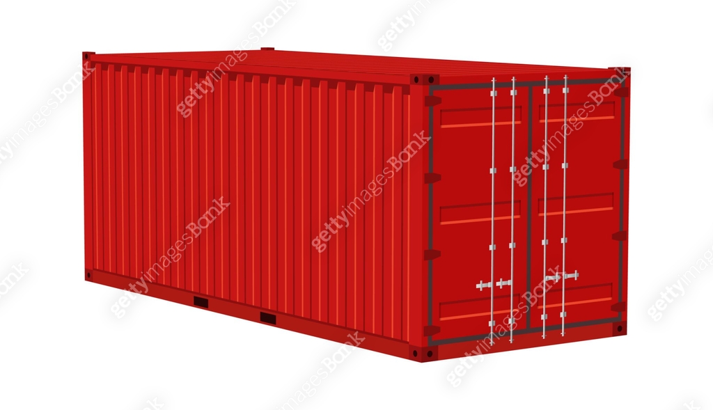 Container Image Angled View Red cargo container. Transportation delivery freight, realistic angle ...