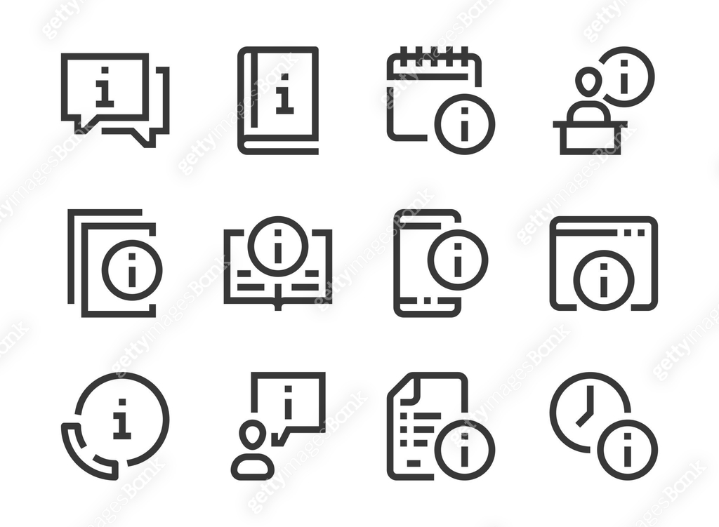Info center and Guide information vector line icons. Customer service ...