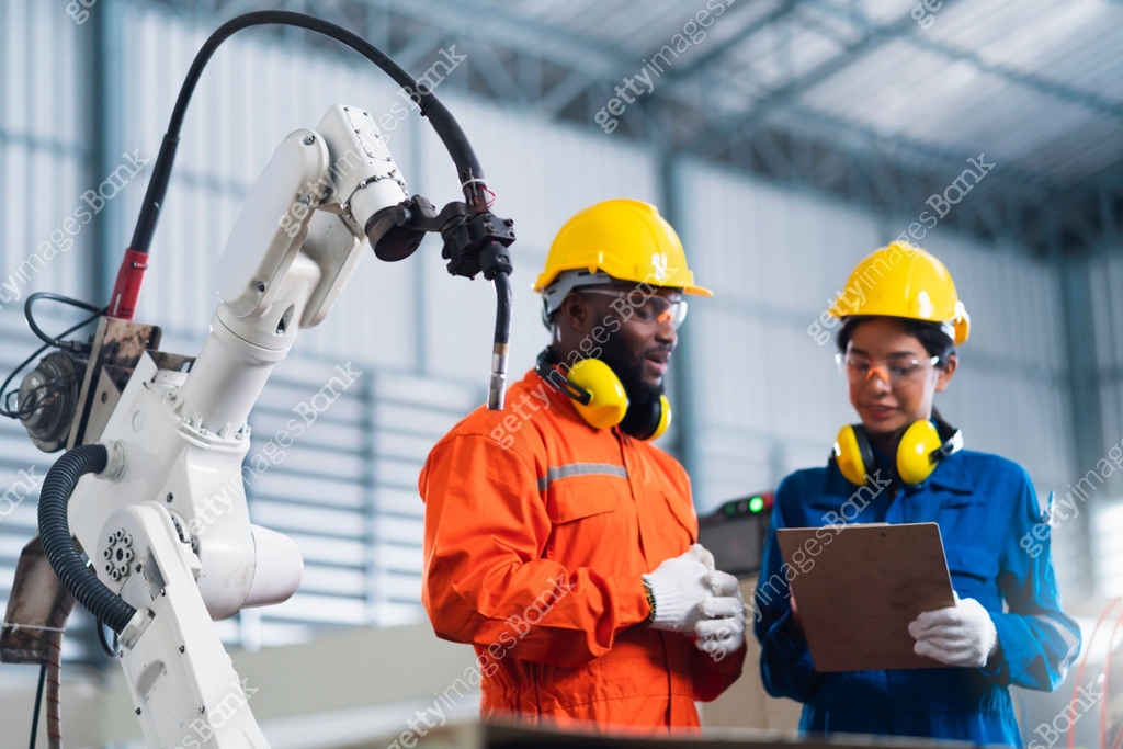 engineer cooperation male and female technician maintenance control ...