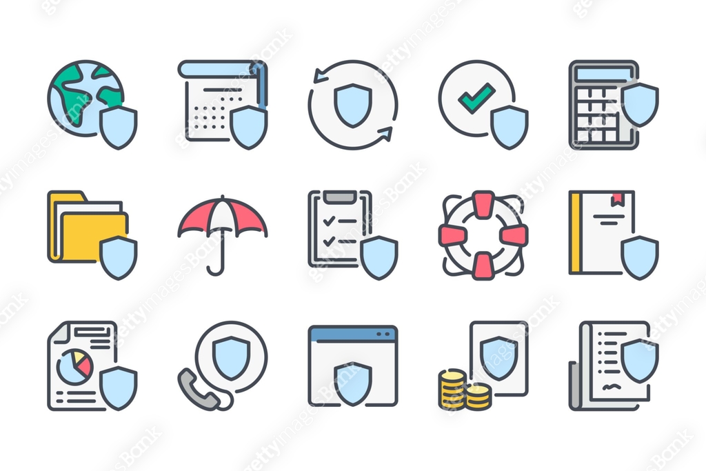 Insurance and assurance color line icon set. Insurance case and ...