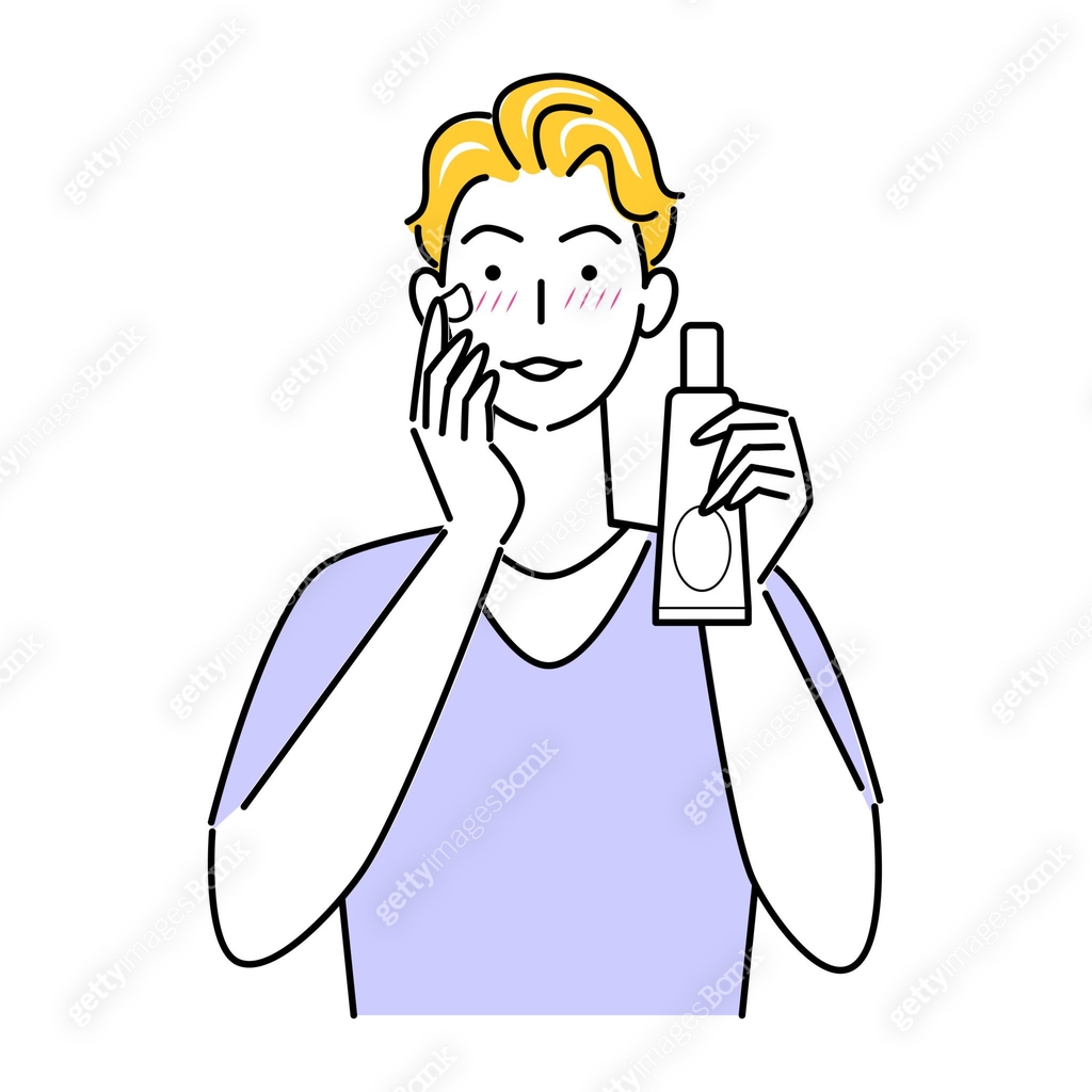 A man who has become rough skin is doing skin care Illustration simple ...