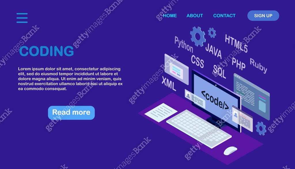 Software development, programming language, coding. Digital technology ...