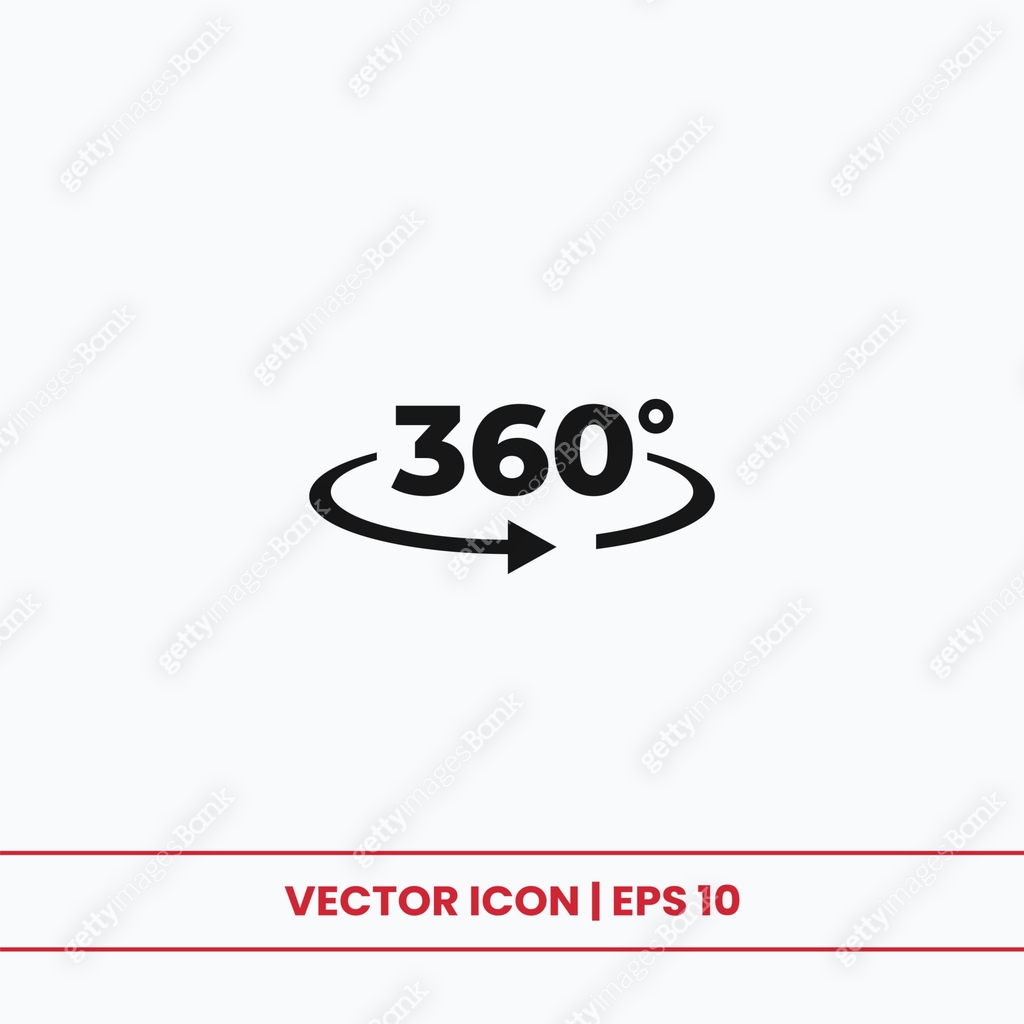 360 degrees view icon vector. Angle 360 degrees sign 이미지 (1311474622 ...