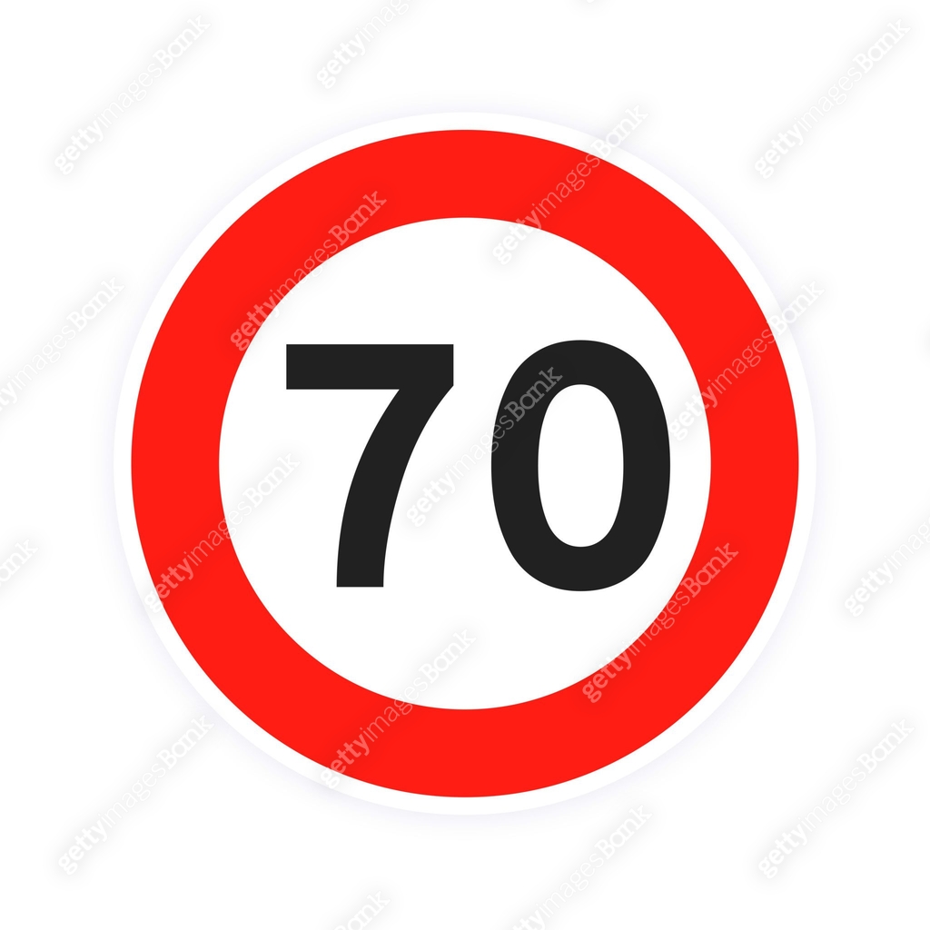 Speed limit 70 round road traffic icon sign flat style design vector ...