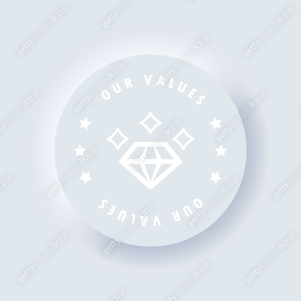Diamond. Core Values icon. Our values button. Conveying Integrity ...