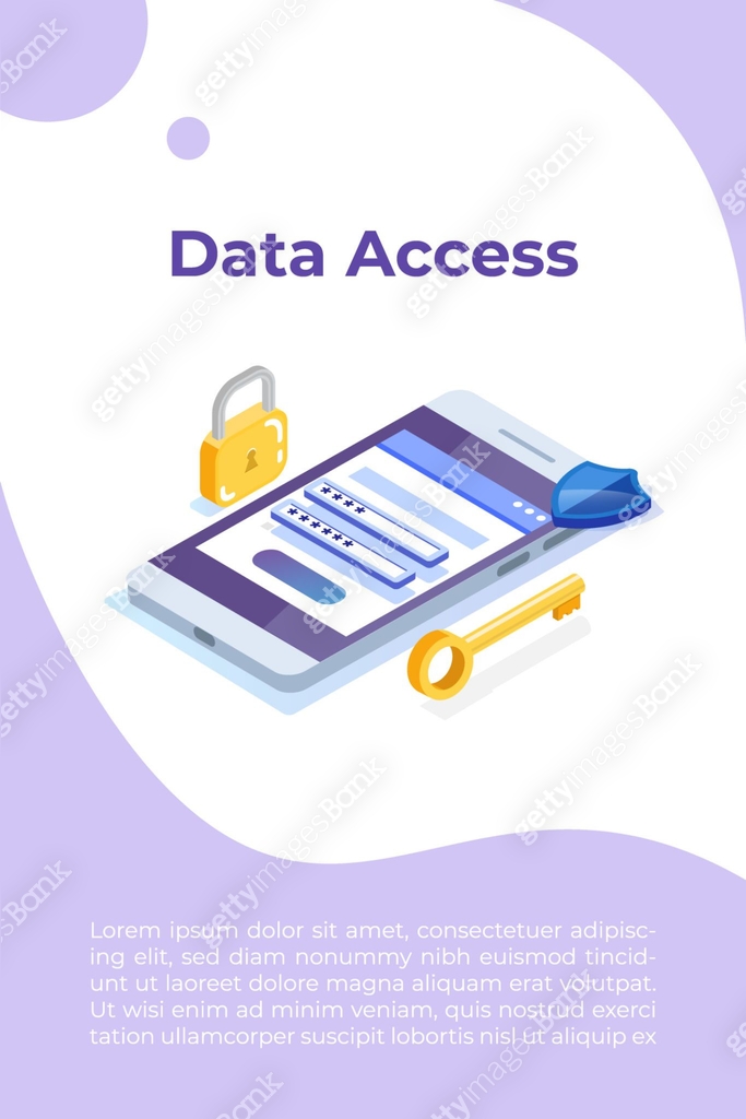 Data Access, Password isometric concept. Login form on screen. Vector ...
