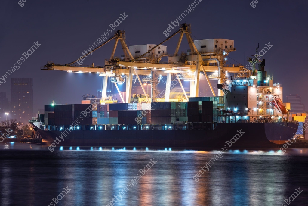 Cargo ship Container Docking Harbor Terminal Crane Loading Container ...
