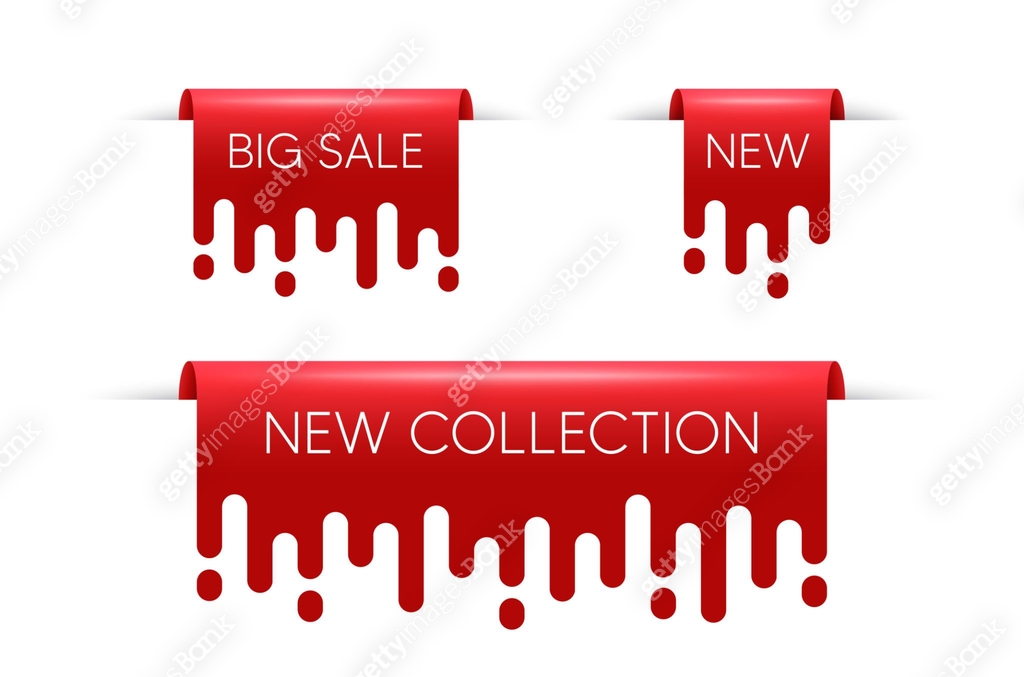 New ribbon banners. Big sale red sticker with transition pattern. New ...